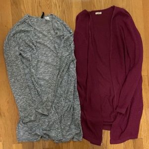 Lot of 2 Long, Open-Front Cardigans, Size Small